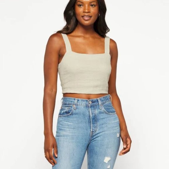 Madewell Breezewoven Abbie Crop Top in Ashen Sage - S - Picture 2 of 5
